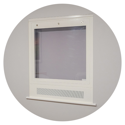 window protector side view in circle frame